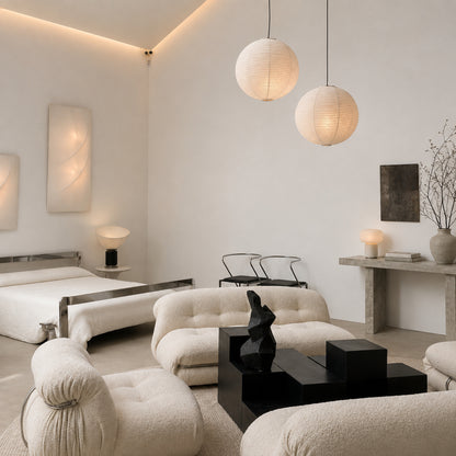Rice Paper Spherical Pendant Light With Soft Ambient Glow - Image 3