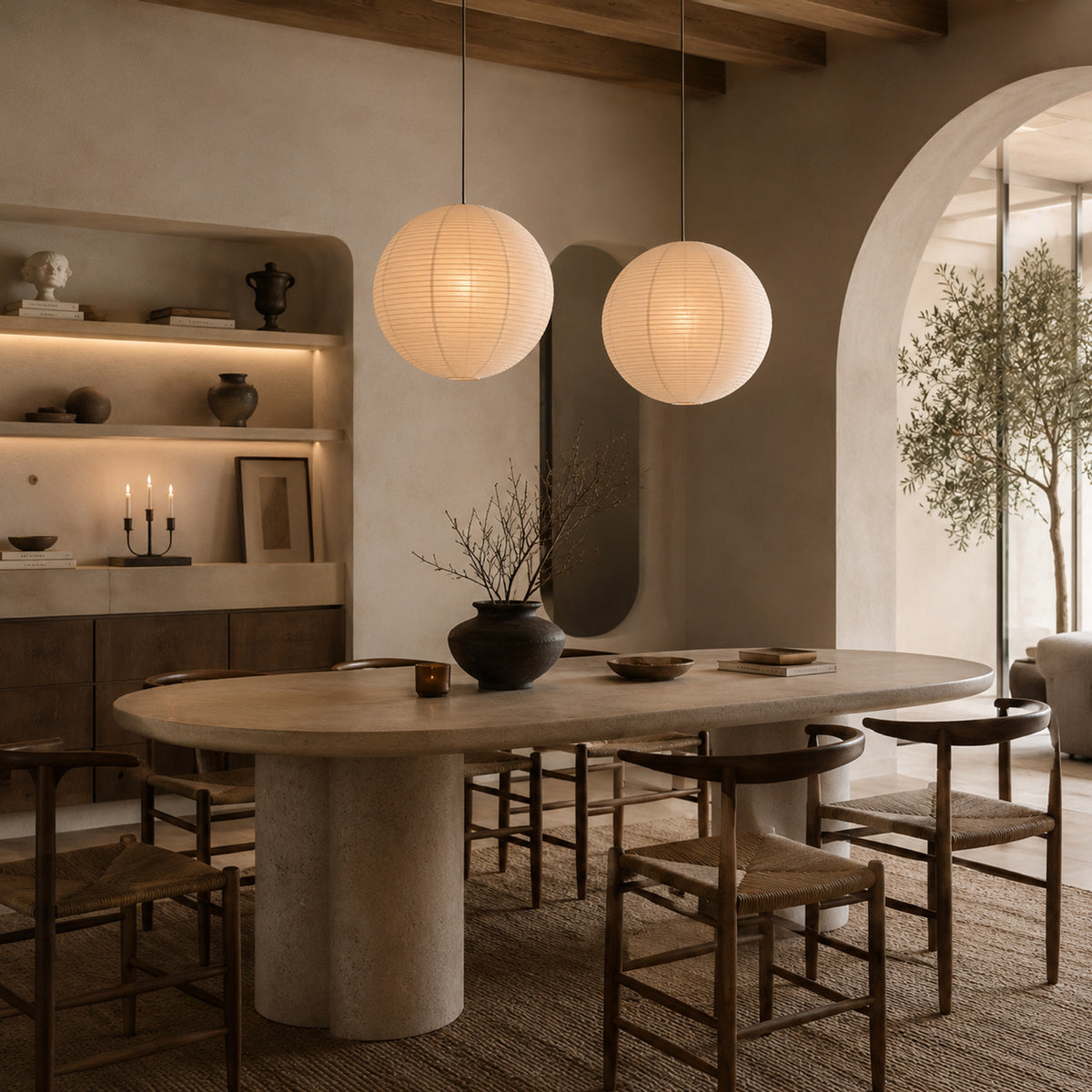 Rice Paper Spherical Pendant Light With Soft Ambient Glow - Image 4