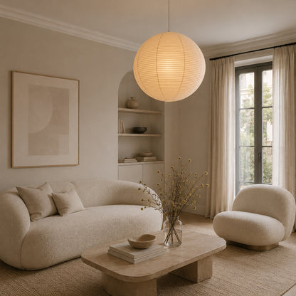 Rice Paper Spherical Pendant Light With Soft Ambient Glow - Image 6