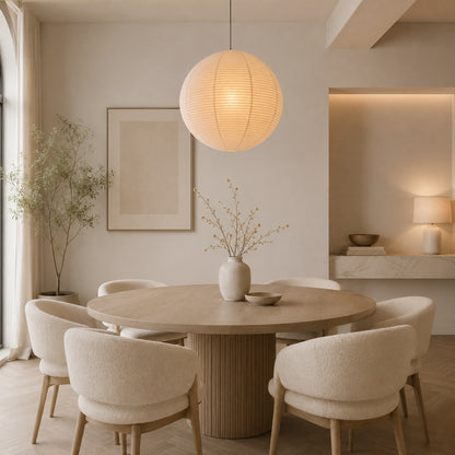 Rice Paper Spherical Pendant Light With Soft Ambient Glow - Image 7
