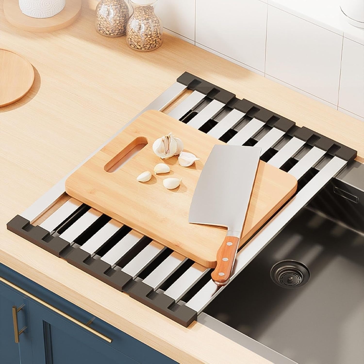 Rollable Drying Rack Dish Drainer Stainless Steel Roll-Up Mat Over Sink Countertop - Image 2