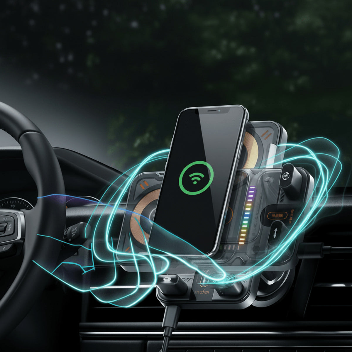 Rotafix Automatically Rotating 2-in-1 Car Phone Holder With Wireless Charger - Image 3