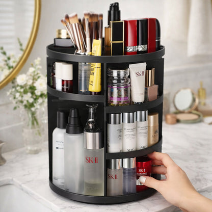Rotating Makeup Organizer With Adjustable Acrylic Shelves For Cosmetic Storage - Image 3