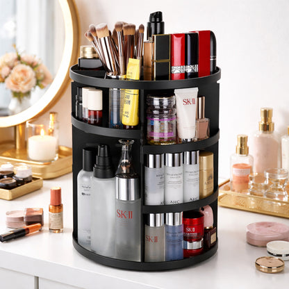 Rotating Makeup Organizer With Adjustable Acrylic Shelves For Cosmetic Storage - Image 2