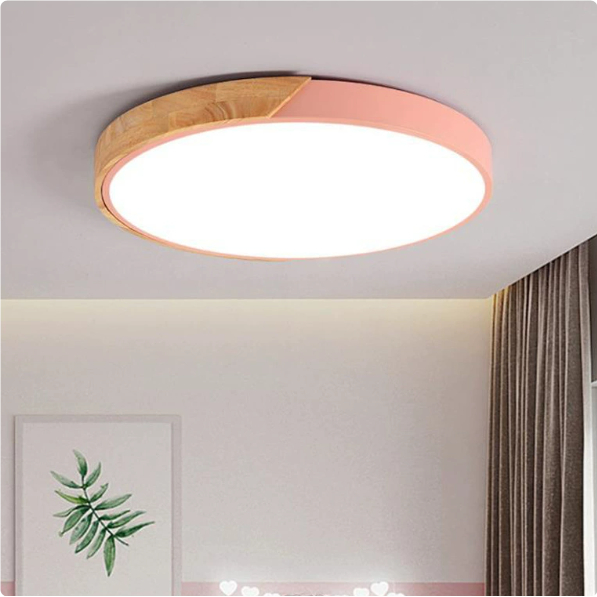 Round Ceiling Light With Wooden Accent - Image 1