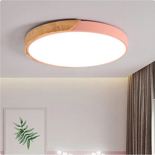 Round Ceiling Light With Wooden Accent - Image 1
