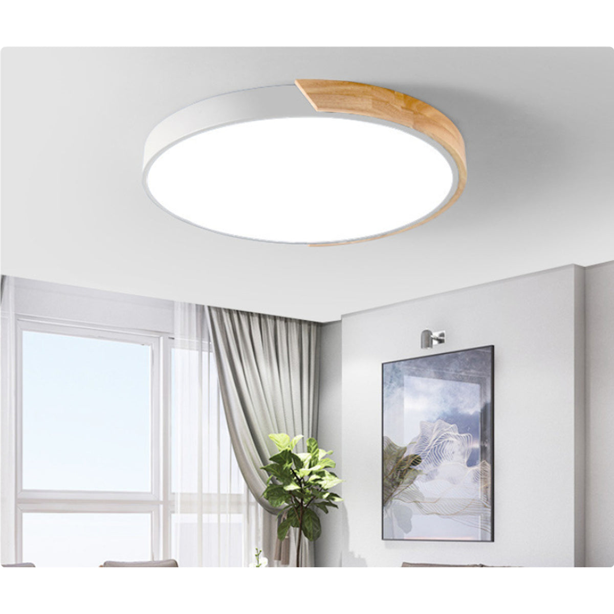 Round Ceiling Light With Wooden Accent - Image 2