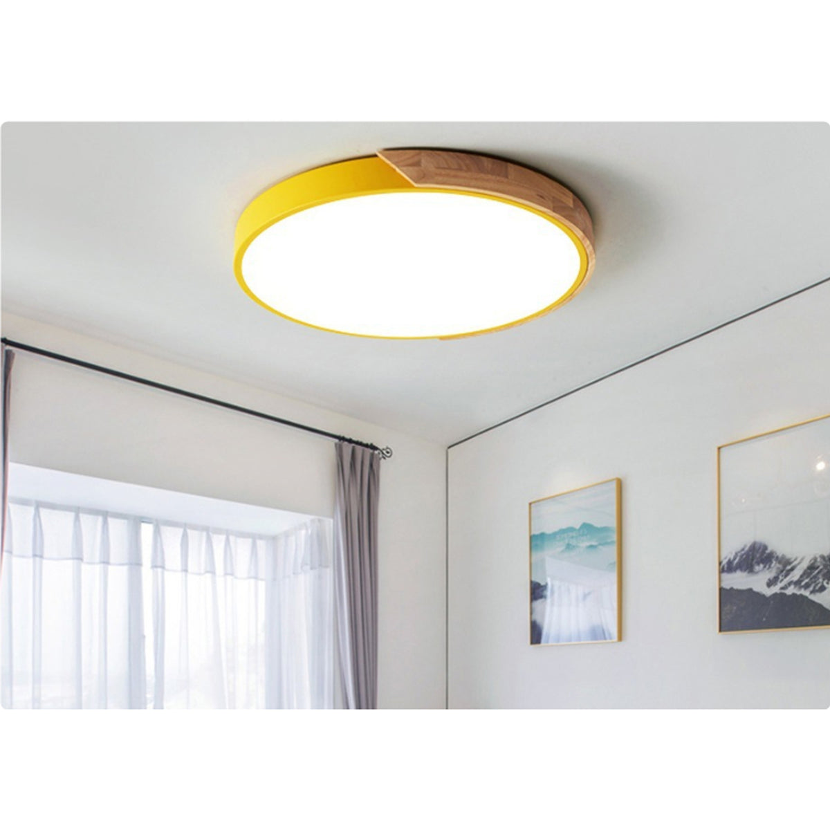 Round Ceiling Light With Wooden Accent - Image 3
