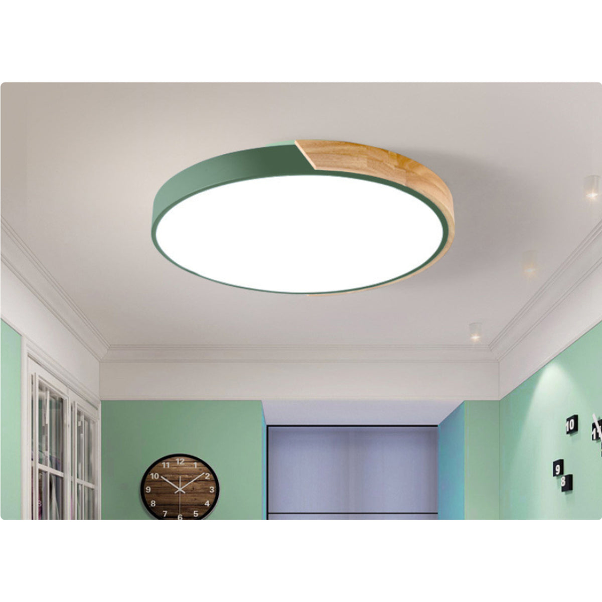 Round Ceiling Light With Wooden Accent - Image 4