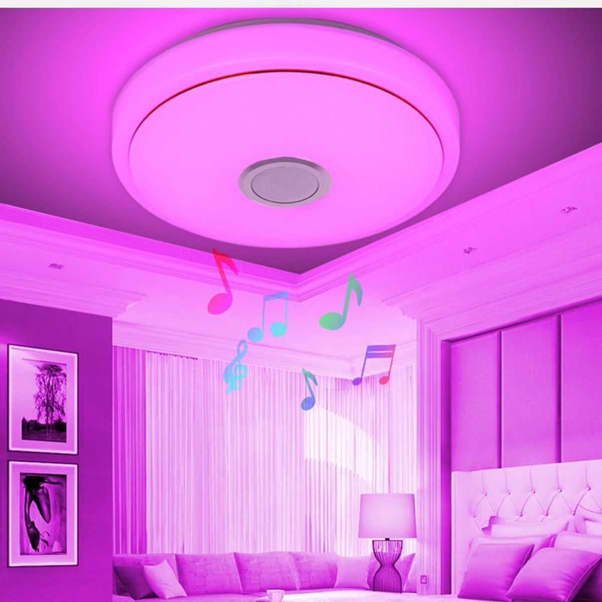 Round Smart Ceiling Light With Alexa And Bluetooth Speaker - Image 3