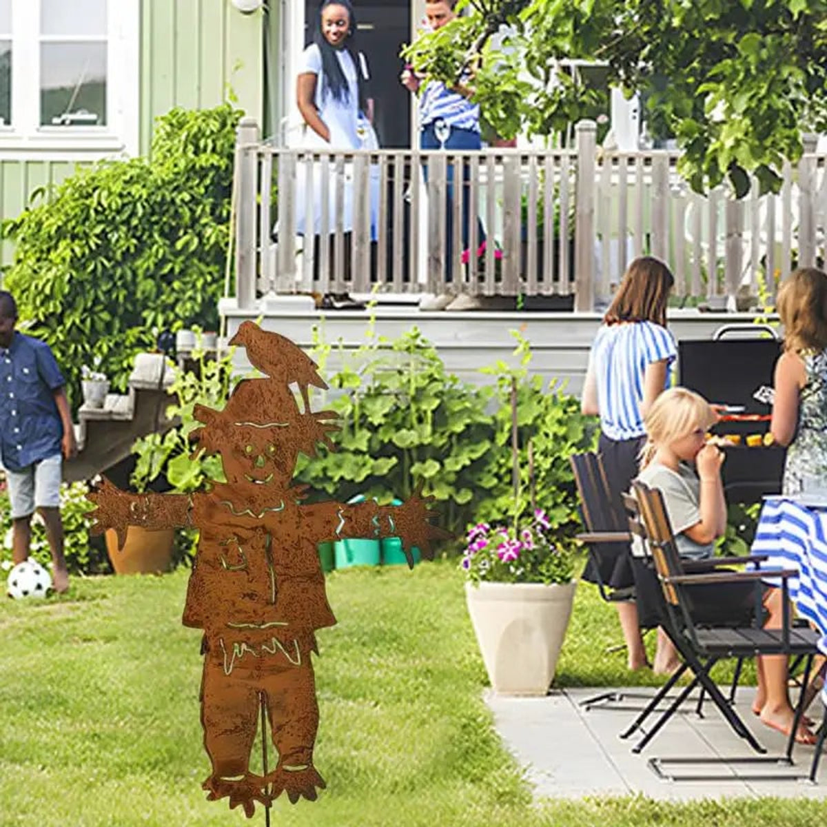 Rustic Metal Scarecrow Stake Vintage Garden Decoration With Weather-Resistant Iron Finish - Image 3