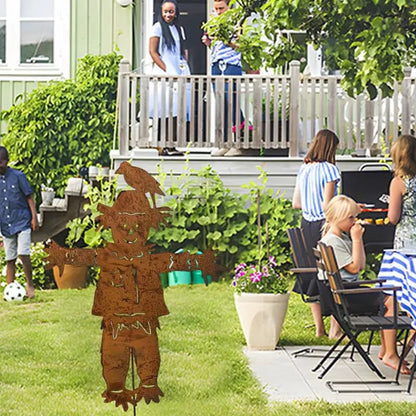 Rustic Metal Scarecrow Stake Vintage Garden Decoration With Weather-Resistant Iron Finish - Image 3