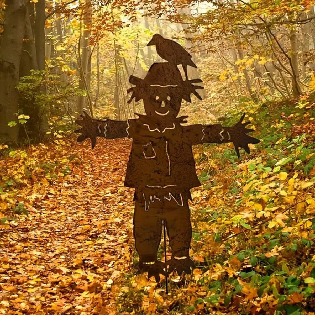 Rustic Metal Scarecrow Stake Vintage Garden Decoration With Weather-Resistant Iron Finish - Image 4