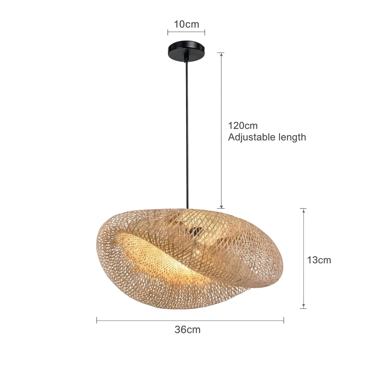 Sculptural Bamboo Pendant Light With Braided Woven Shade - Image 3