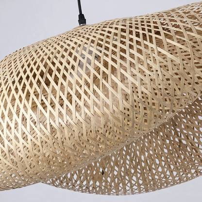 Sculptural Bamboo Pendant Light With Braided Woven Shade - Image 5