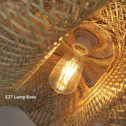 Sculptural Bamboo Pendant Light With Braided Woven Shade - Image 8