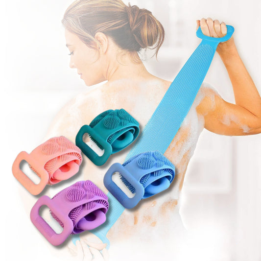 Silicone Body Scrubber With Dual-Sided Exfoliating Surface And Stretch Handle For Shower Use - Image 1