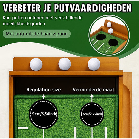 Siya Golf Putting Mat With Automatic Ball Return Wooden Base Indoor & Outdoor Training Mat - Image 9