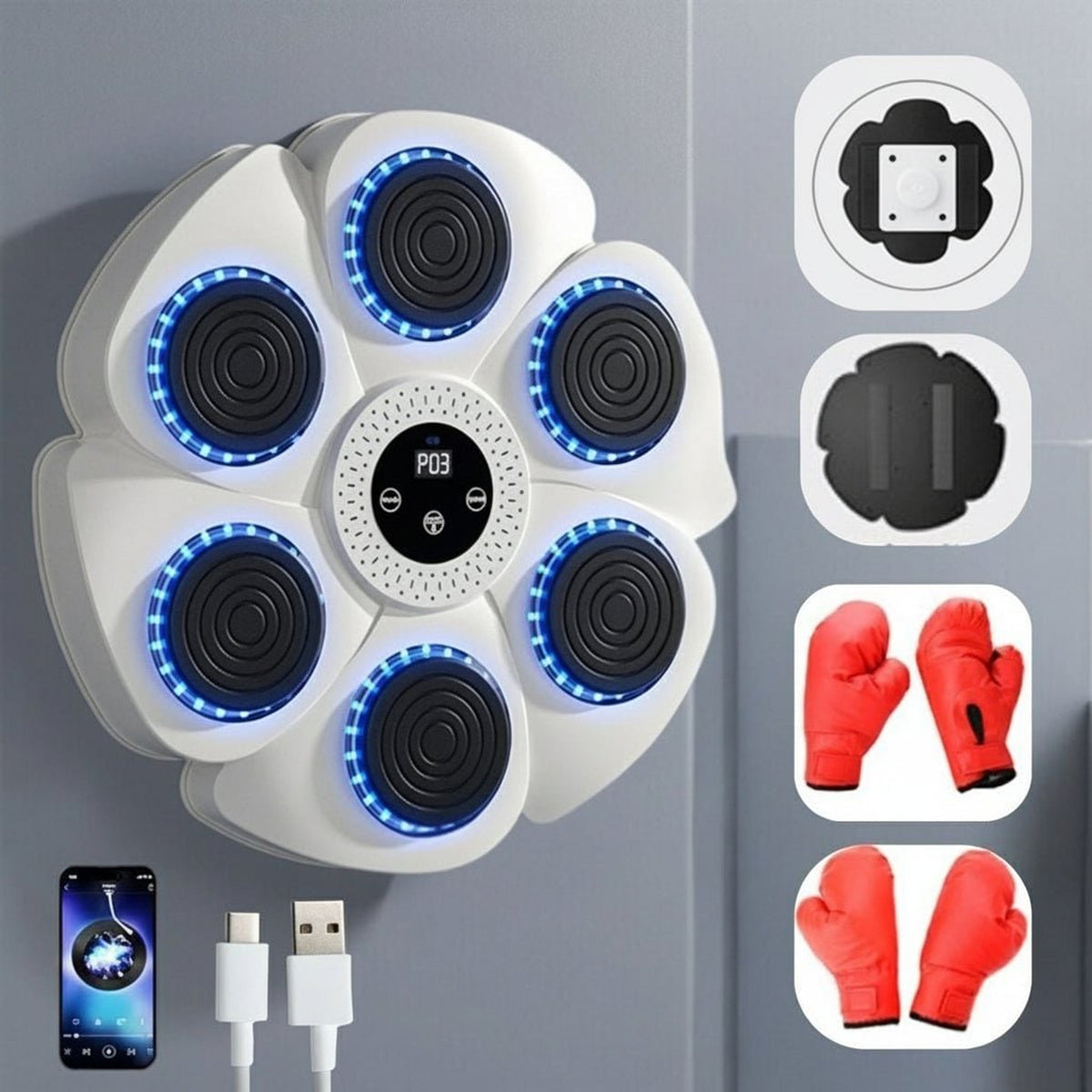Smart Boxing Machine With Bluetooth Music And LED Lights For Interactive Training - Image 4