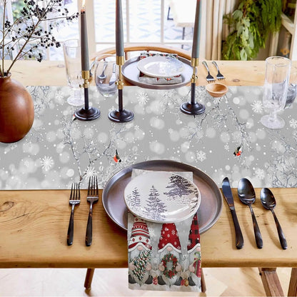 Snowflake Gnome Christmas Table Runner Luxury Linen Festive Table Decoration - Image 3