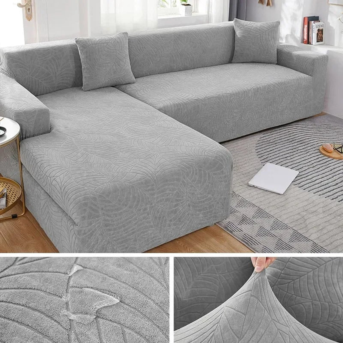 Sofalock Custom-Fit Polyester L-Shaped Sofa Cover - Image 8
