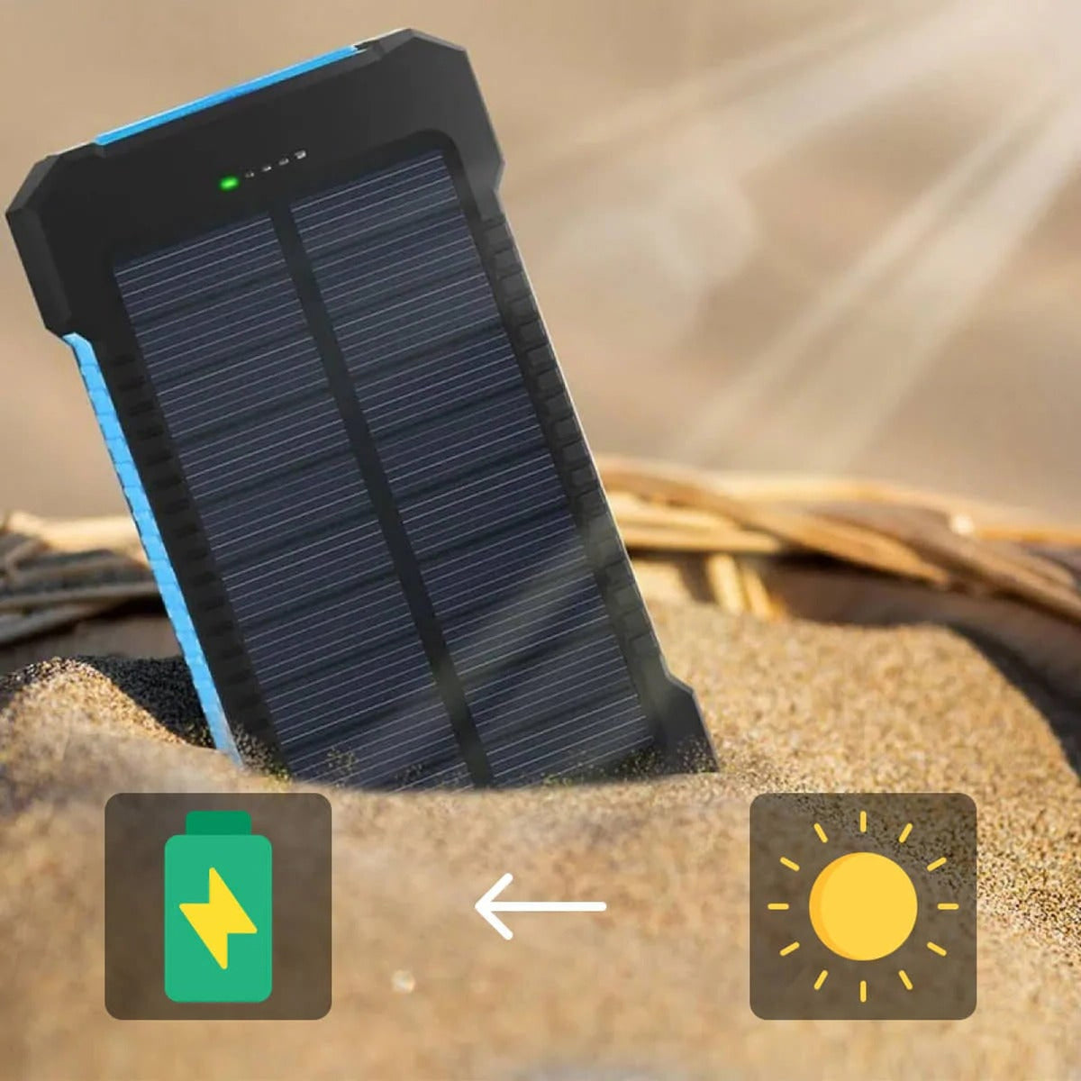 Solar Charger Power Bank With Dual USB Ports IP44 Waterproof And Integrated LED Flashlight - Image 6