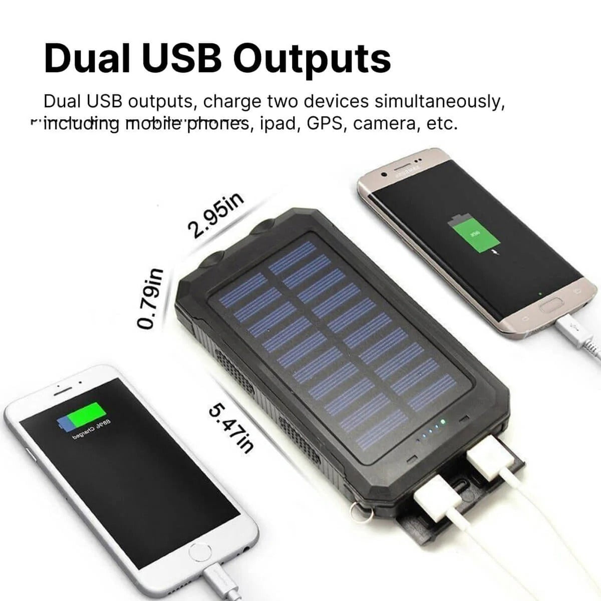 Solar Charger Power Bank With Dual USB Ports IP44 Waterproof And Integrated LED Flashlight - Image 11