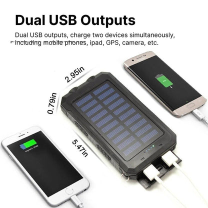 Solar Charger Power Bank With Dual USB Ports IP44 Waterproof And Integrated LED Flashlight - Image 11