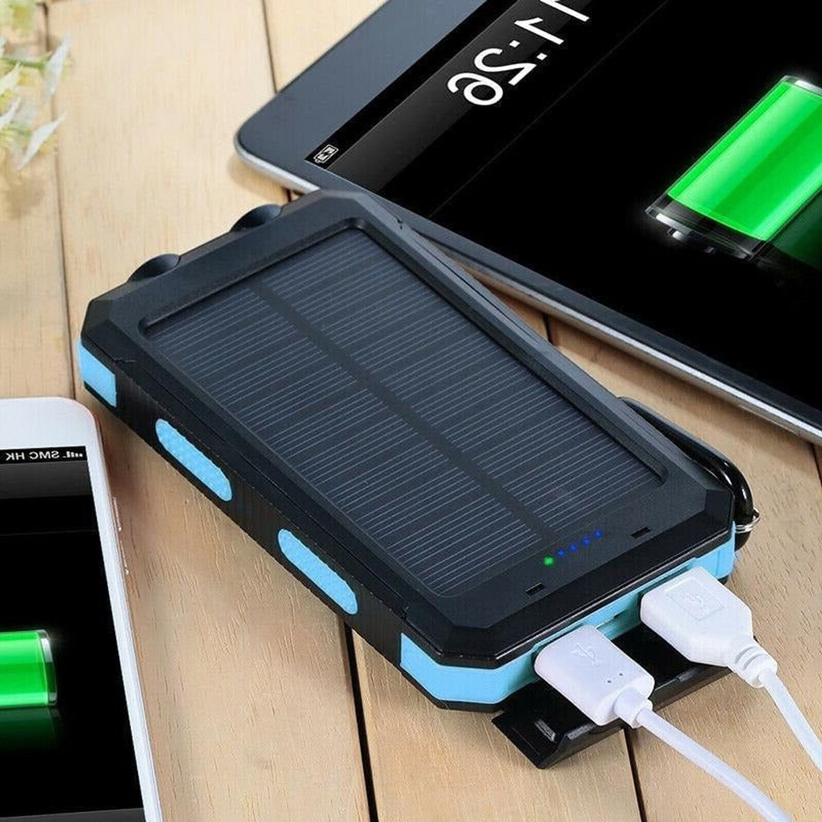 Solar Charger Power Bank With Dual USB Ports IP44 Waterproof And Integrated LED Flashlight - Image 10