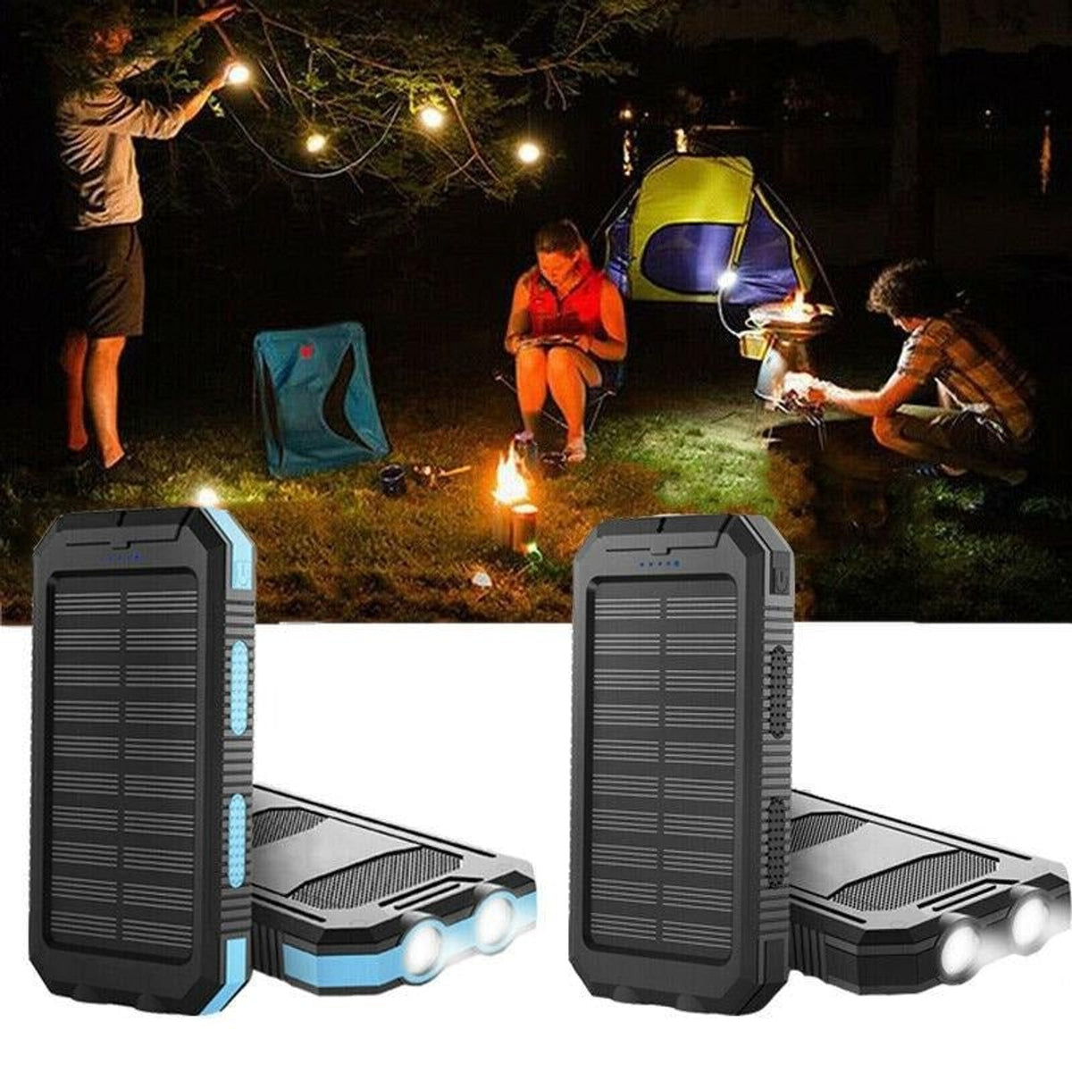 Solar Charger Power Bank With Dual USB Ports IP44 Waterproof And Integrated LED Flashlight - Image 9