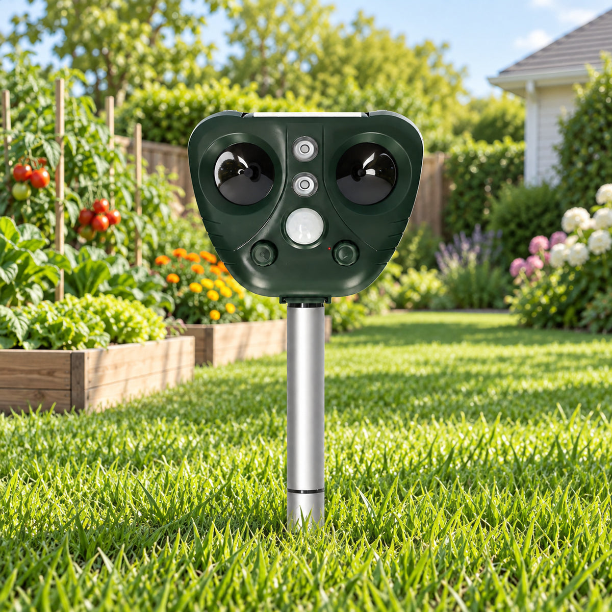 Solar Ultrasonic Bird Repeller With LED Light For Garden Pest Repeller - Image 2