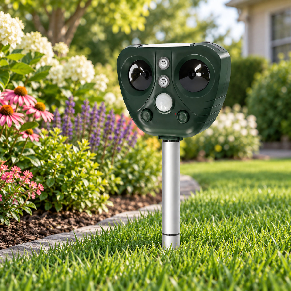 Solar Ultrasonic Bird Repeller With LED Light For Garden Pest Repeller - Image 3