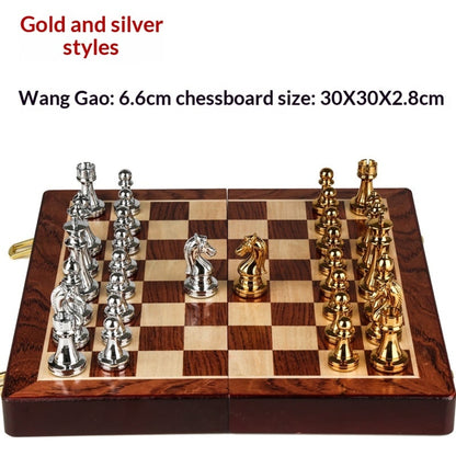 Solid-Wood Folding Chess Set With Board - Image 5