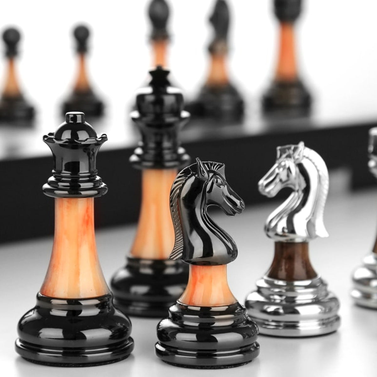 Solid-Wood Folding Chess Set With Board - Image 9
