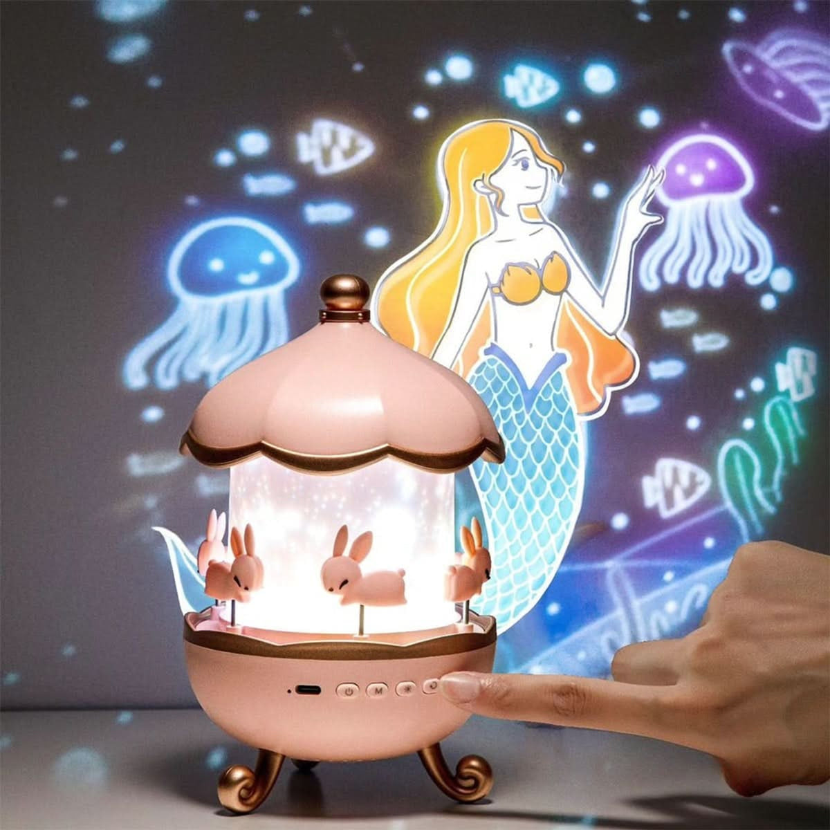 Star Projector Night Light With Rotating Carousel And Music Function - Image 6