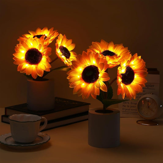 Sunflower LED Lamp USB Rechargeable With Warm Glow Accent Light - Image 1