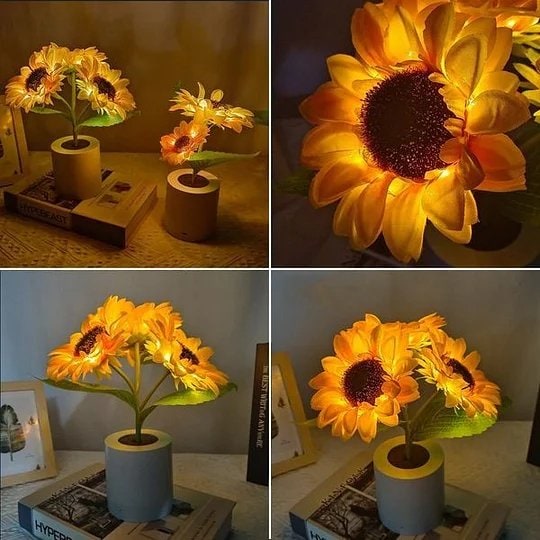 Sunflower LED Lamp USB Rechargeable With Warm Glow Accent Light - Image 3