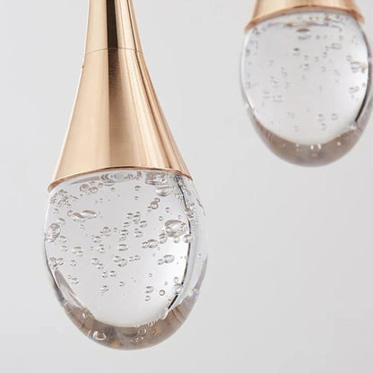 Teardrop Glass Pendant Light With Bubble Detail - Image 1