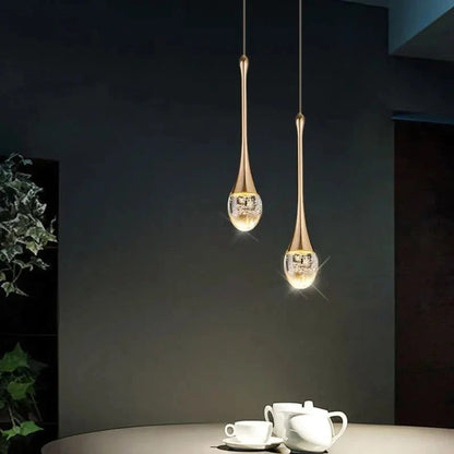 Teardrop Glass Pendant Light With Bubble Detail - Image 2