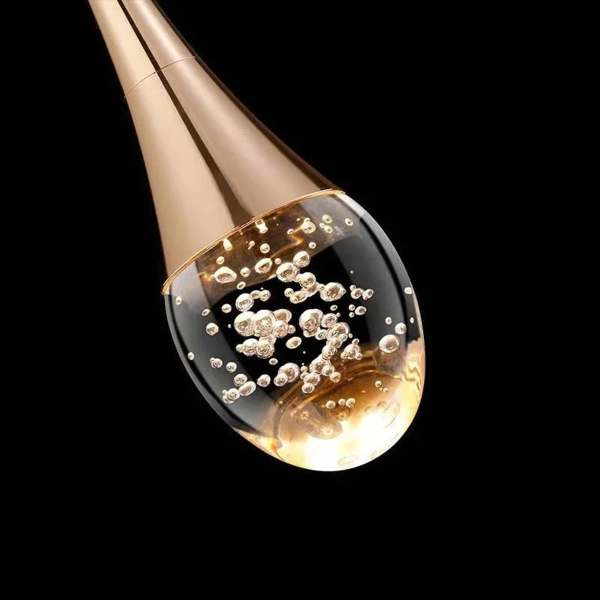Teardrop Glass Pendant Light With Bubble Detail - Image 4