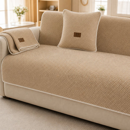 Textured Chenille Modular Sofa Cover With Anti-Slip Backing - Image 1