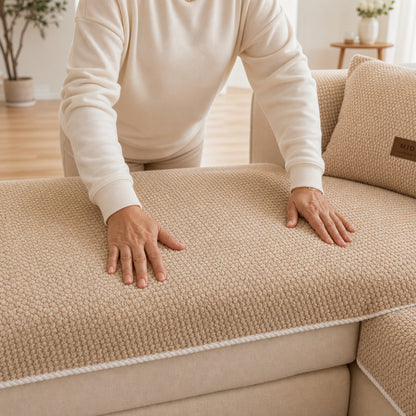Textured Chenille Modular Sofa Cover With Anti-Slip Backing - Image 2