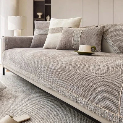 Textured Chenille Sofa Cover With Non-Slip Backing - Image 2
