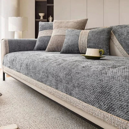 Textured Chenille Sofa Cover With Non-Slip Backing - Image 3
