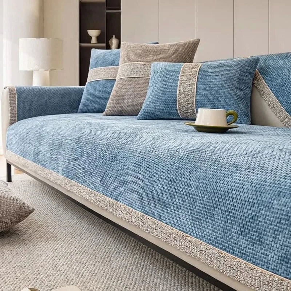 Textured Chenille Sofa Cover With Non-Slip Backing - Image 4