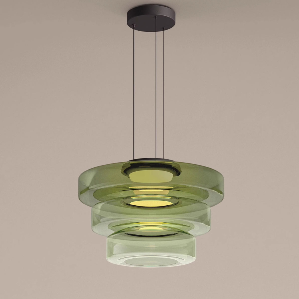 Tiered Glass Ring Pendant Light with Layered Design - Image 10