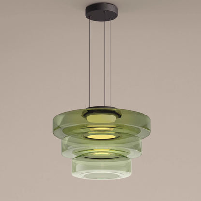 Tiered Glass Ring Pendant Light with Layered Design - Image 10