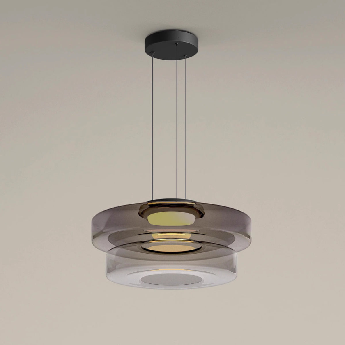 Tiered Glass Ring Pendant Light with Layered Design - Image 12