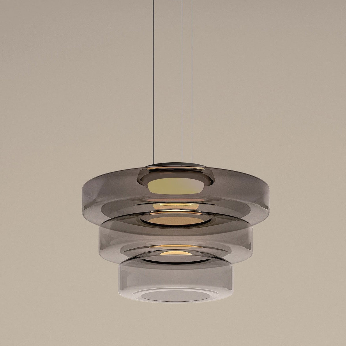 Tiered Glass Ring Pendant Light with Layered Design - Image 13