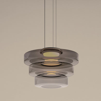 Tiered Glass Ring Pendant Light with Layered Design - Image 13
